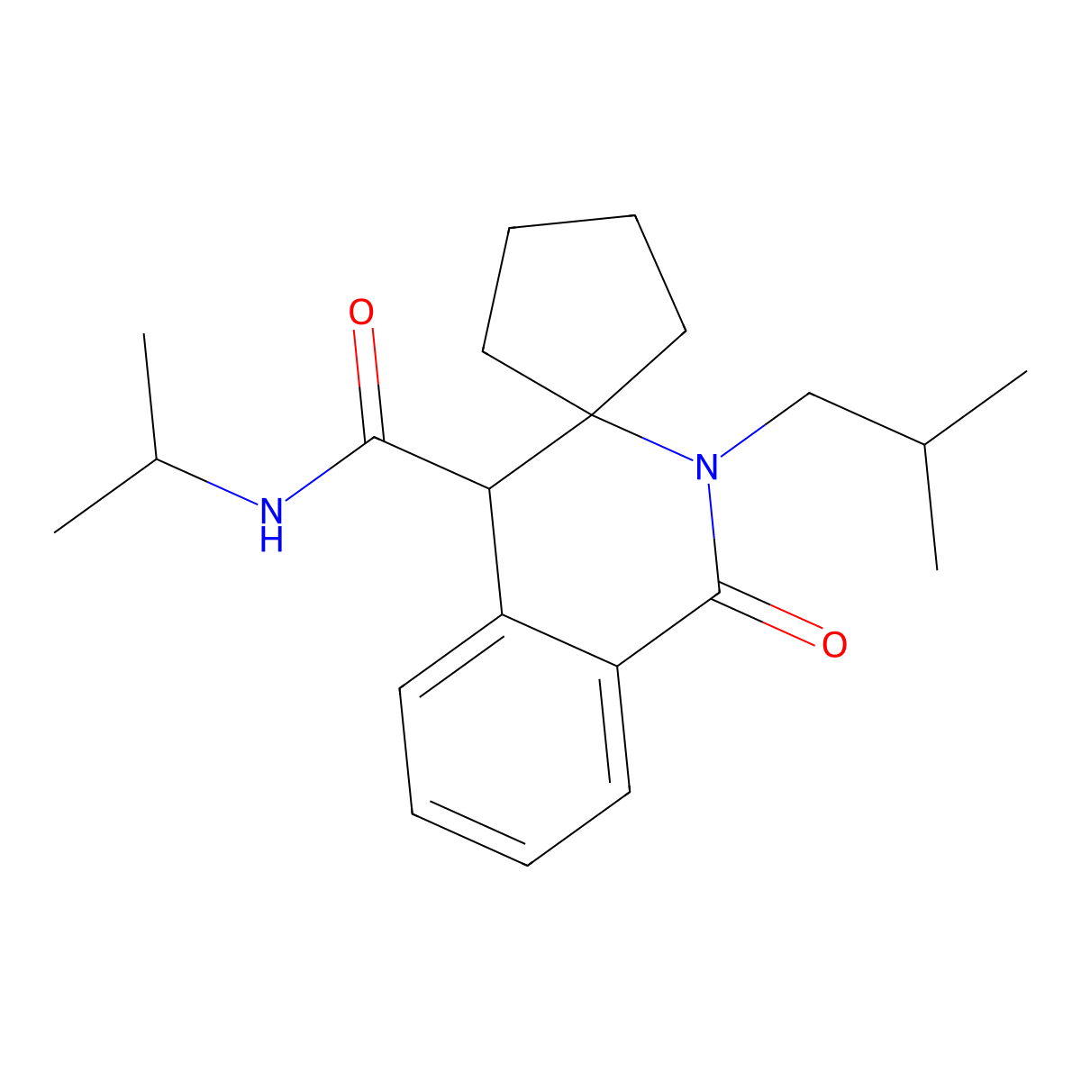 2'-isobutyl-N-isopropyl-1'-oxo-2',4'-dihydro-1'H-spiro[cyclopentane-1,3'-isoquinoline]-4'-carboxamide molecular structure, CAS 1323955-31-2