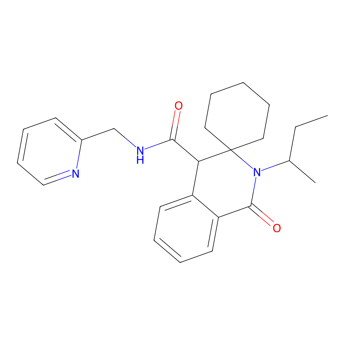 2'-(butan-2-yl)-1'-oxo-N-(pyridin-2-ylmethyl)-1',4'-dihydro-2'H-spiro[cyclohexane-1,3'-isoquinoline]-4'-carboxamide molecular structure, CAS 1323955-38-9