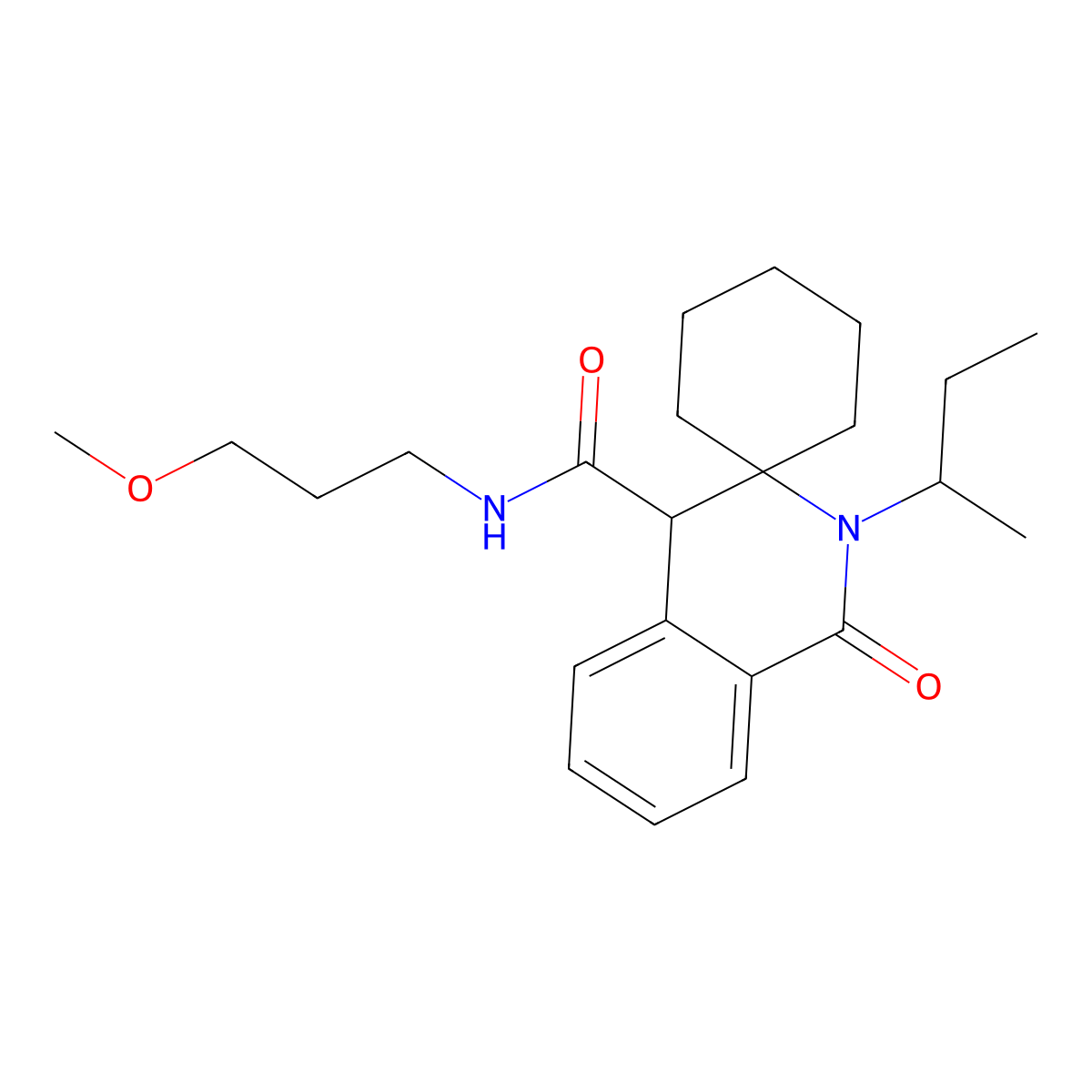 2'-(butan-2-yl)-N-(3-methoxypropyl)-1'-oxo-1',4'-dihydro-2'H-spiro[cyclohexane-1,3'-isoquinoline]-4'-carboxamide molecular structure, CAS 1323955-42-5