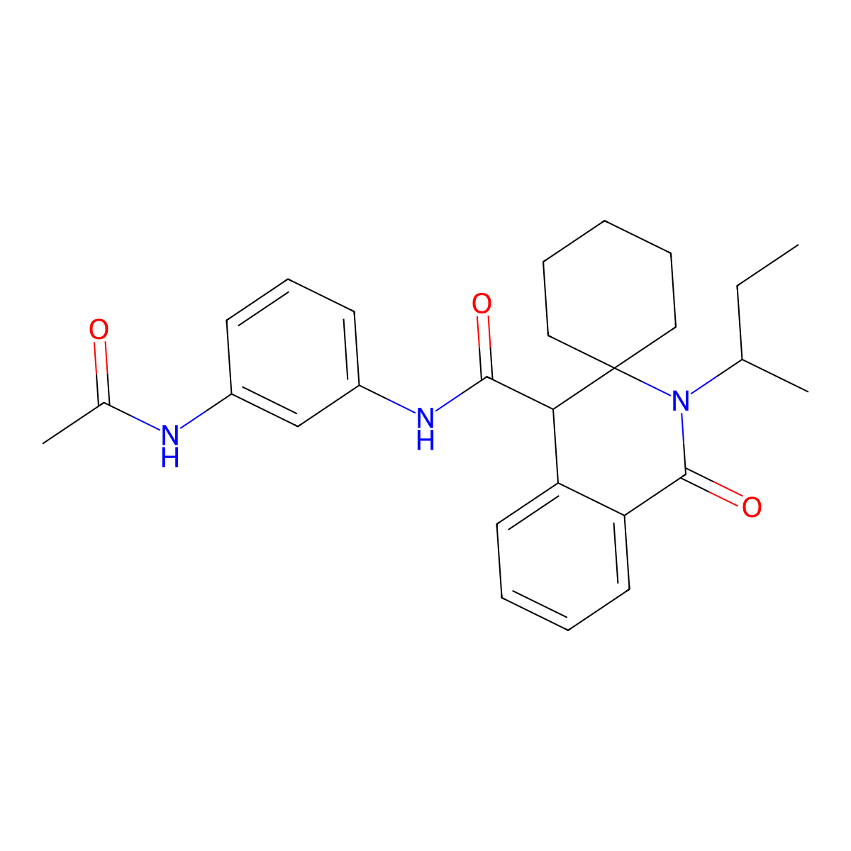 N-[3-(acetylamino)phenyl]-2'-(butan-2-yl)-1'-oxo-1',4'-dihydro-2'H-spiro[cyclohexane-1,3'-isoquinoline]-4'-carboxamide molecular structure, CAS 1323955-46-9
