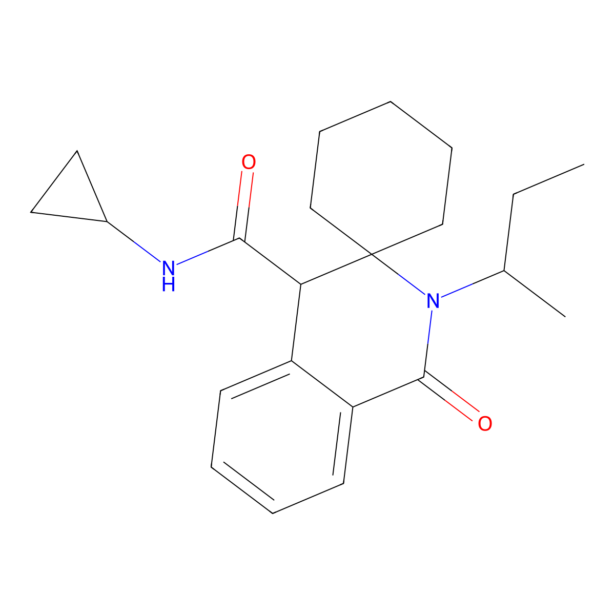 2'-(butan-2-yl)-N-cyclopropyl-1'-oxo-1',4'-dihydro-2'H-spiro[cyclohexane-1,3'-isoquinoline]-4'-carboxamide molecular structure, CAS 1323955-49-2