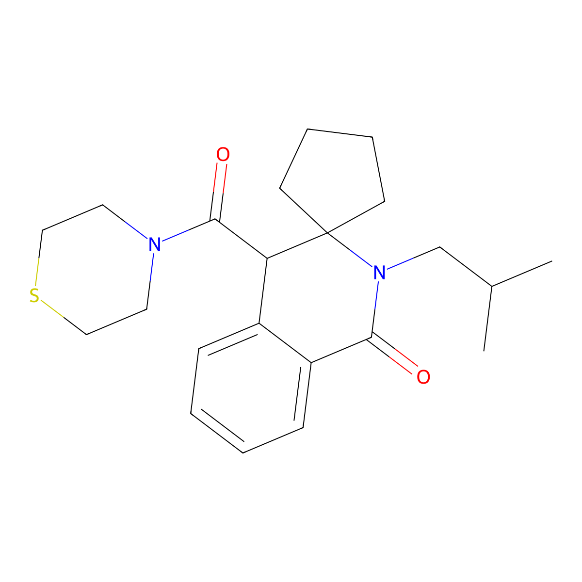 2'-(2-methylpropyl)-4'-(thiomorpholin-4-ylcarbonyl)-2'H-spiro[cyclopentane-1,3'-isoquinolin]-1'(4'H)-one molecular structure, CAS 1323955-52-7