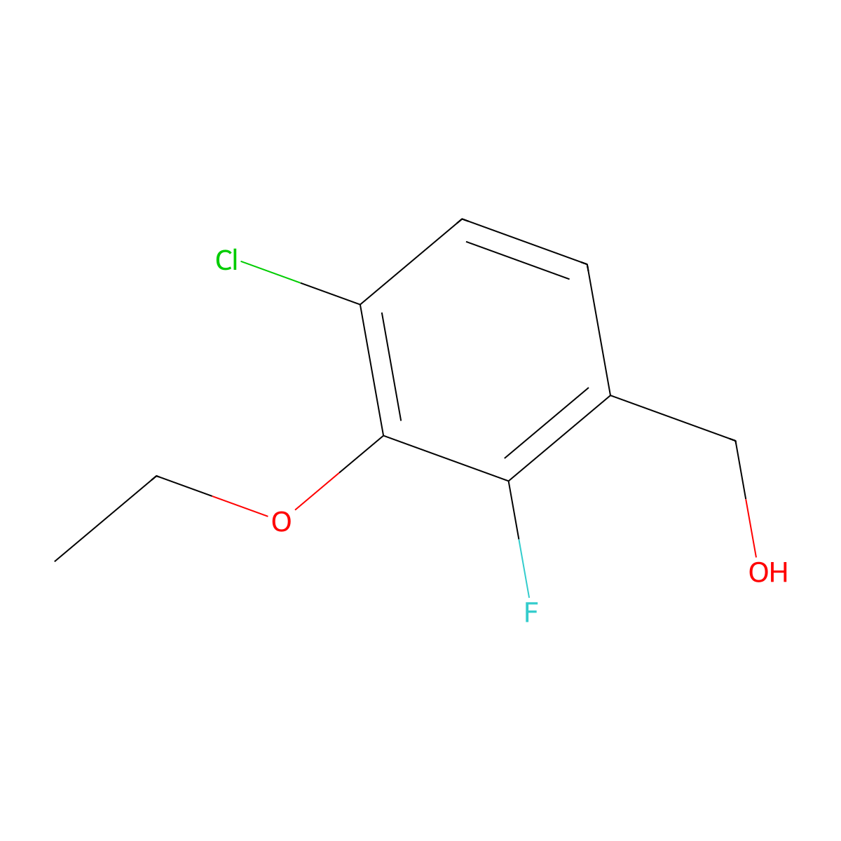 4-Chloro-3-ethoxy-2-fluorobenzyl alcohol molecular structure, CAS 1323955-60-7