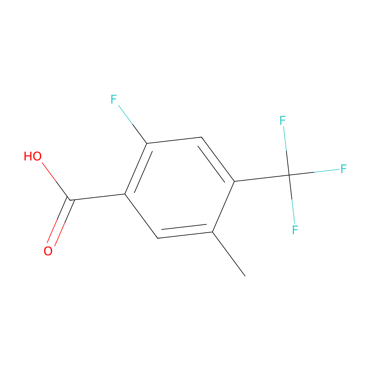 2-Fluoro-5-methyl-4-(trifluoromethyl)benzoic acid molecular structure, CAS 1323955-61-8
