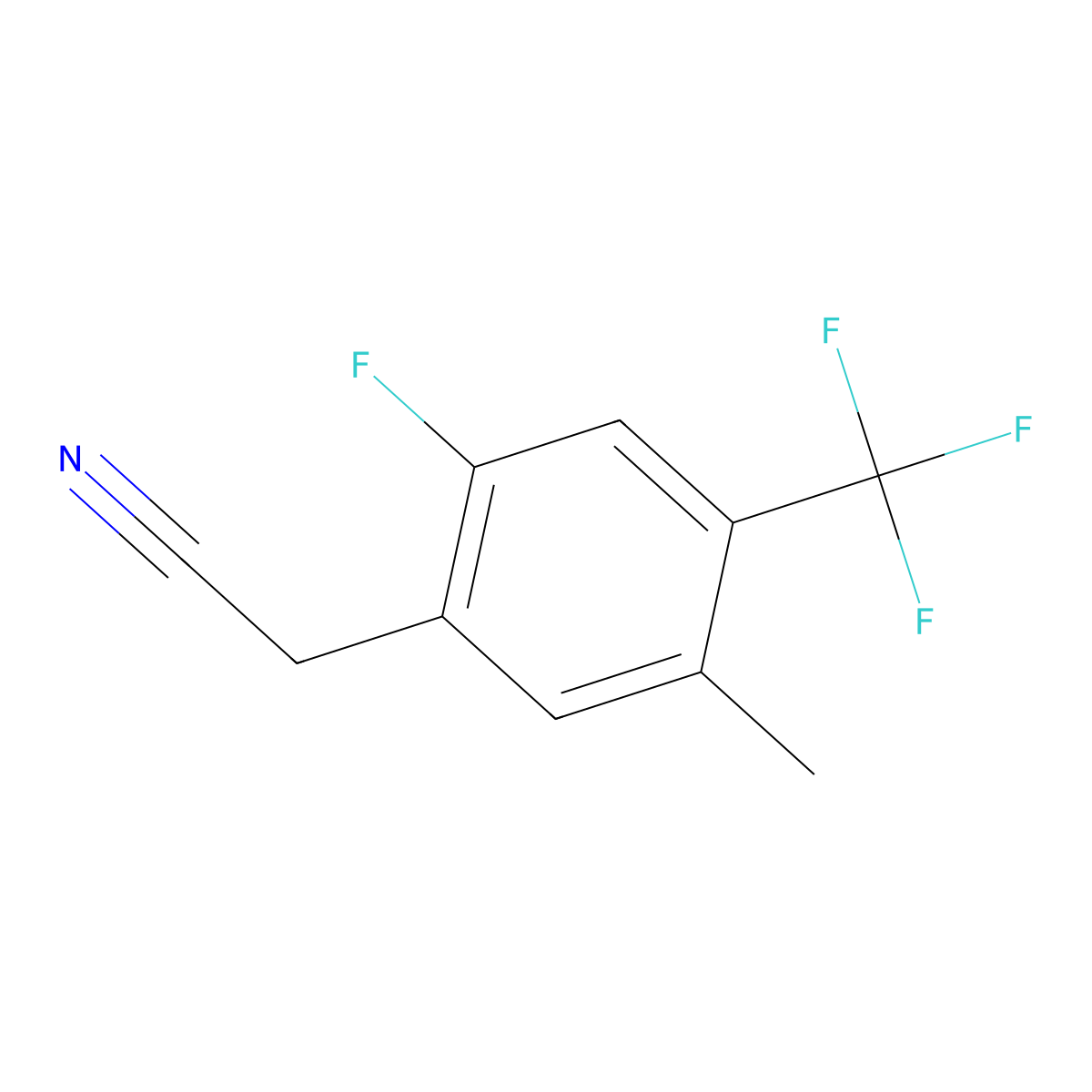 2-Fluoro-5-methyl-4-(trifluoromethyl)phenylacetonitrile molecular structure, CAS 1323966-11-5