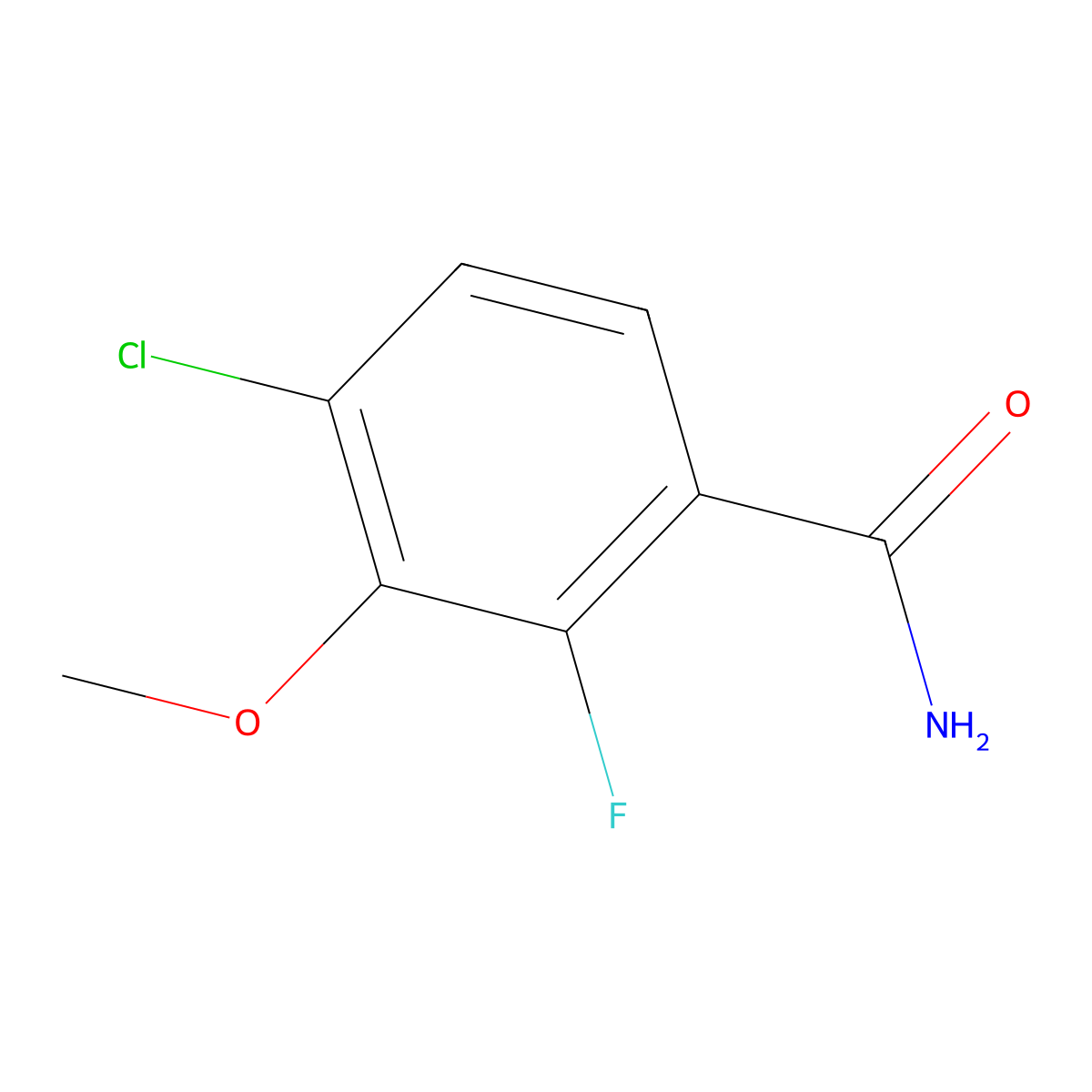 4-Chloro-2-fluoro-3-methoxybenzamide molecular structure, CAS 1323966-12-6