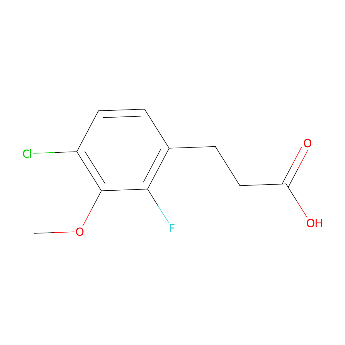 3-(4-Chloro-2-fluoro-3-methoxyphenyl)propionic acid molecular structure, CAS 1323966-13-7