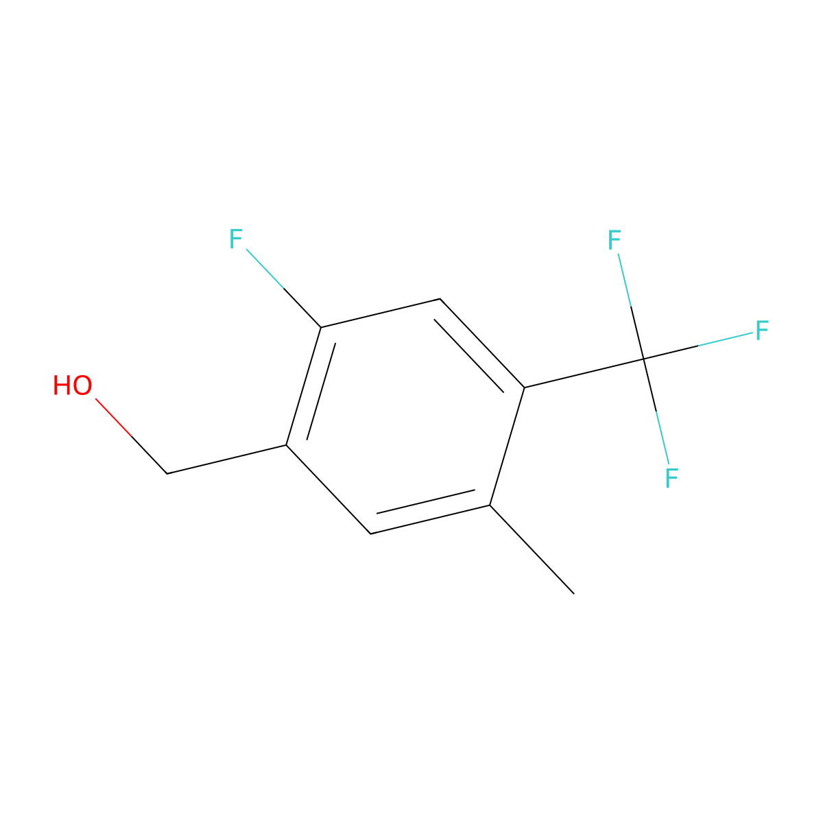 2-Fluoro-5-methyl-4-(trifluoromethyl)benzyl alcohol molecular structure, CAS 1323966-16-0