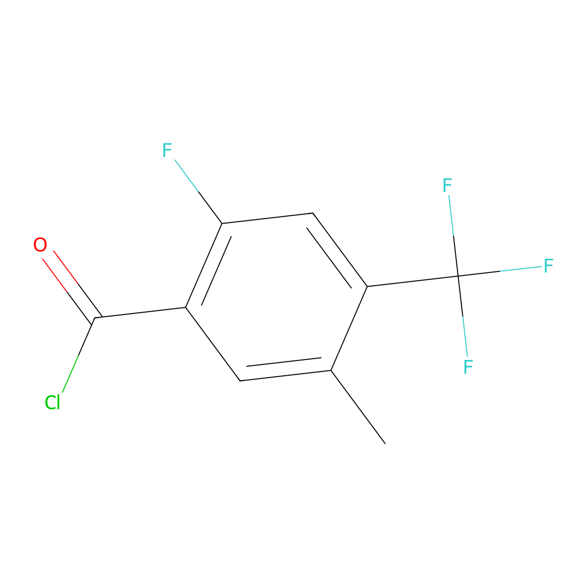 2-Fluoro-5-methyl-4-(trifluoromethyl)benzoyl chloride molecular structure, CAS 1323966-18-2