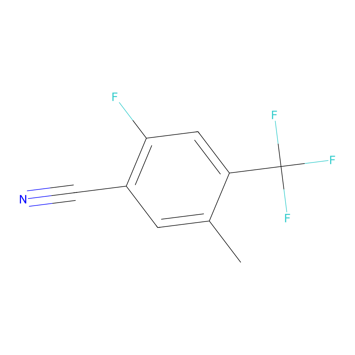 2-Fluoro-5-methyl-4-(trifluoromethyl)benzonitrile molecular structure, CAS 1323966-20-6