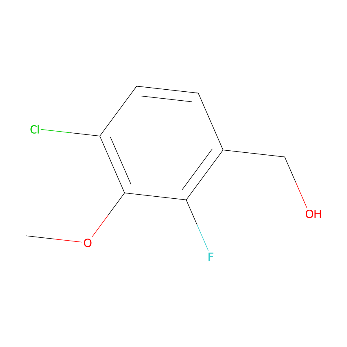 4-Chloro-2-fluoro-3-methoxybenzyl alcohol molecular structure, CAS 1323966-21-7
