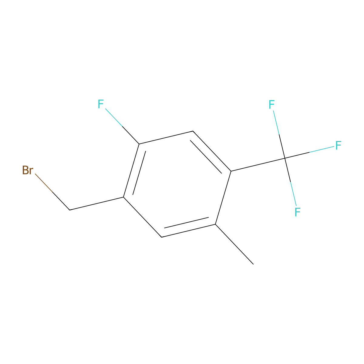 2-Fluoro-5-methyl-4-(trifluoromethyl)benzyl bromide molecular structure, CAS 1323966-23-9