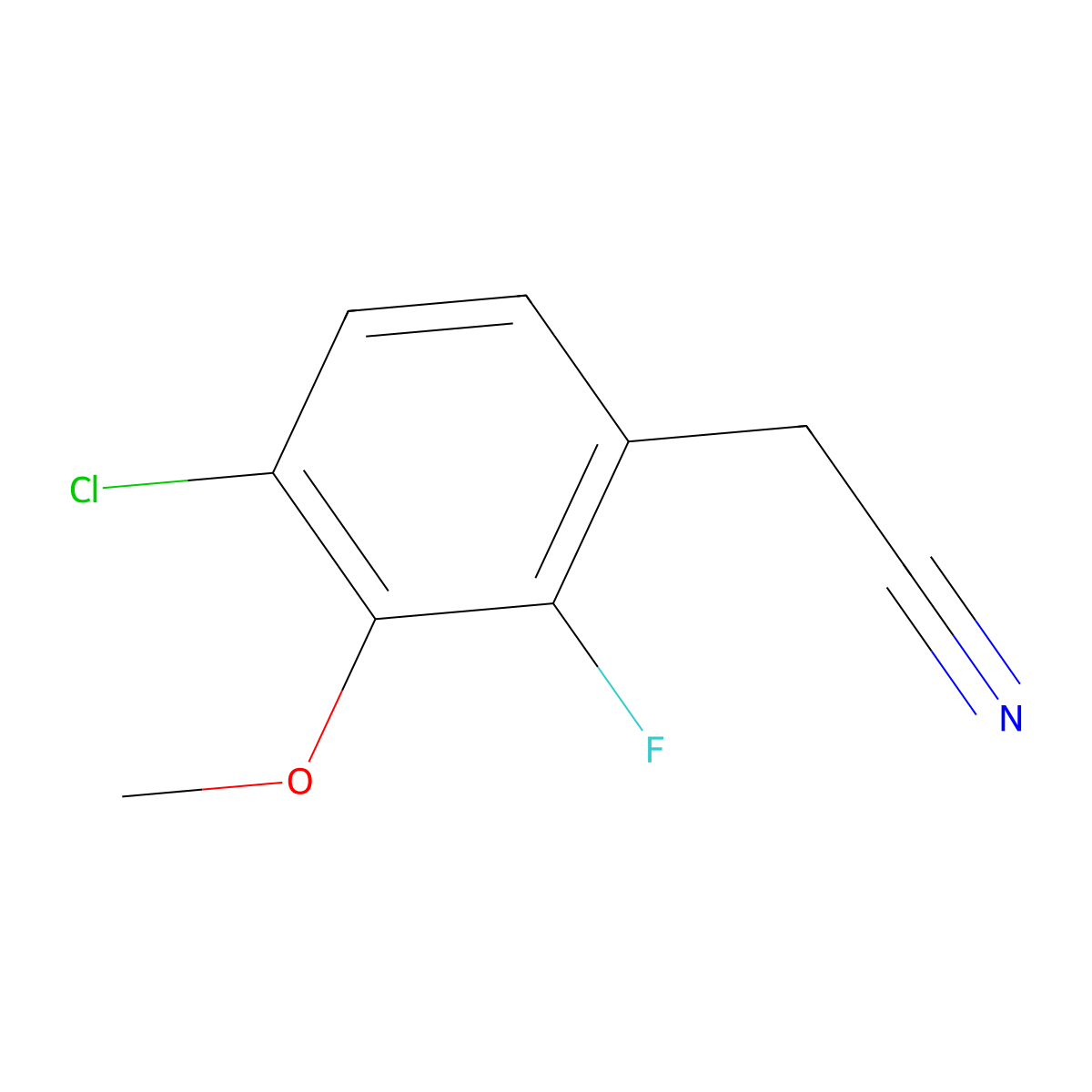 4-Chloro-2-fluoro-3-methoxyphenylacetonitrile molecular structure, CAS 1323966-29-5