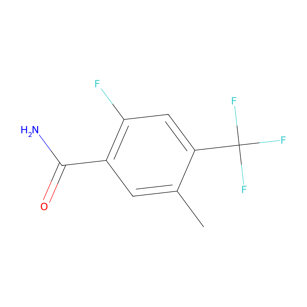 2-Fluoro-5-methyl-4-(trifluoromethyl)benzamide molecular structure, CAS 1323966-43-3
