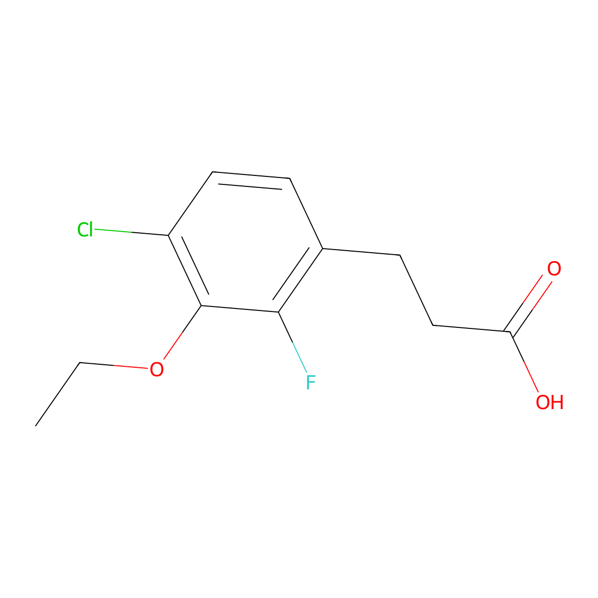 3-(4-Chloro-3-ethoxy-2-fluorophenyl)propionic acid molecular structure, CAS 1323966-45-5