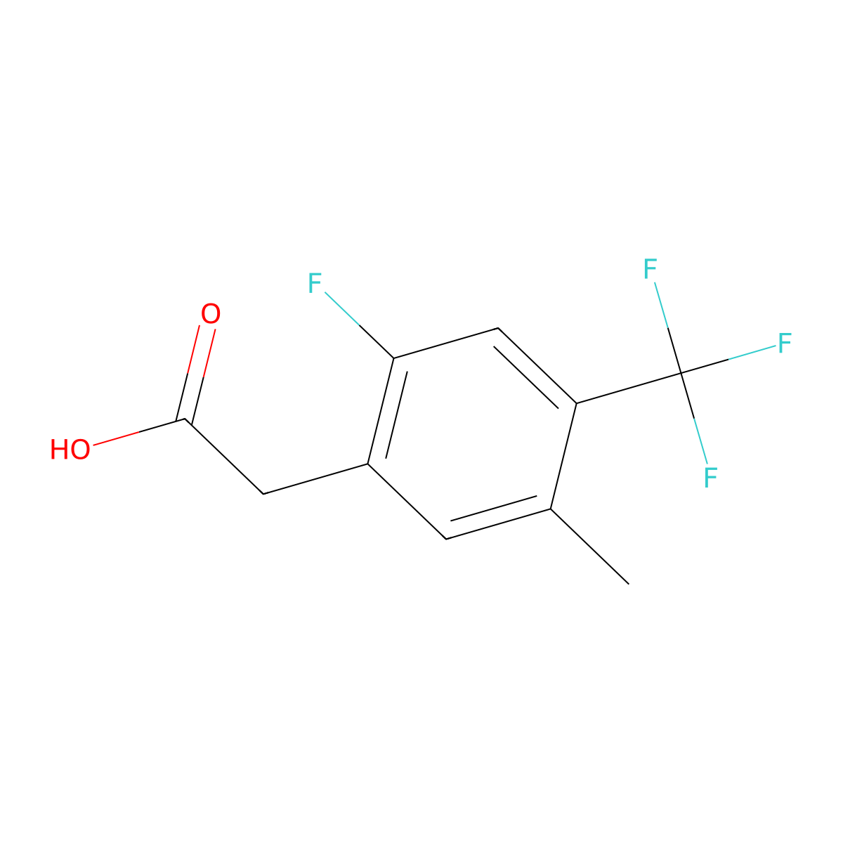 2-Fluoro-5-methyl-4-(trifluoromethyl)phenylacetic acid molecular structure, CAS 1323966-46-6