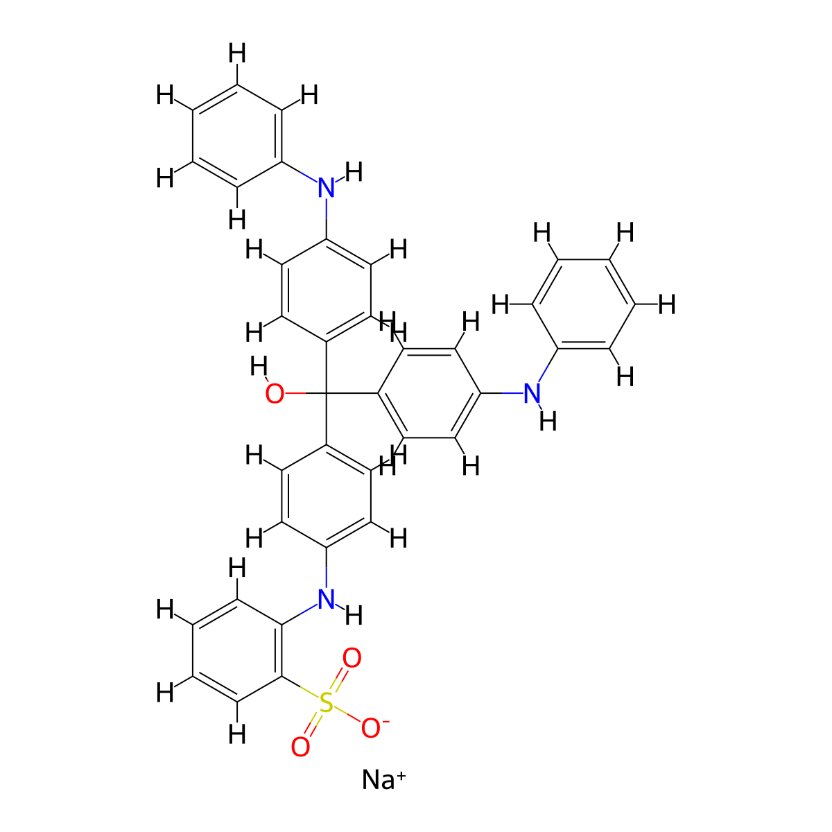 Sodium 2-(4-(bis(4-anilinophenyl)(hydroxy)methyl)anilino)benzene-1-sulfonate molecular structure, CAS 1324-80-7