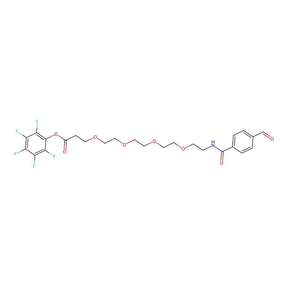 2,3,4,5,6-Pentafluorophenyl 1-[(4-formylphenyl)formamido]-3,6,9,12-tetraoxapentadecan-15-oate molecular structure, CAS 1324007-10-4