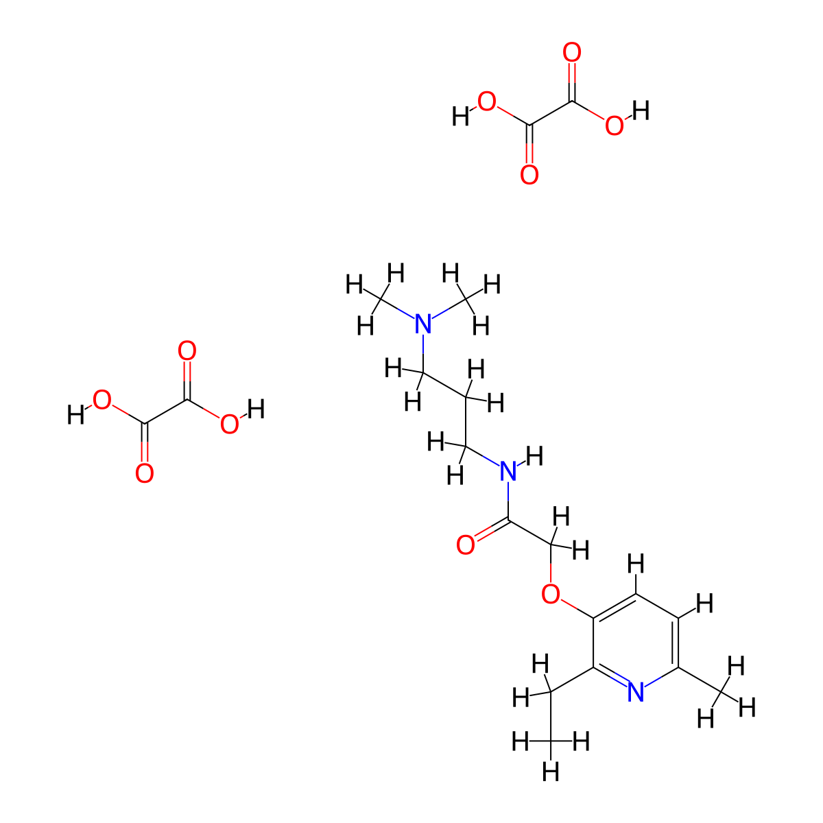 Acetamide, N-(3-(dimethylamino)propyl)-2-((2-ethyl-6-methyl-3-pyridinyl)oxy)-, ethanedioate (1:2) molecular structure, CAS 132401-82-2