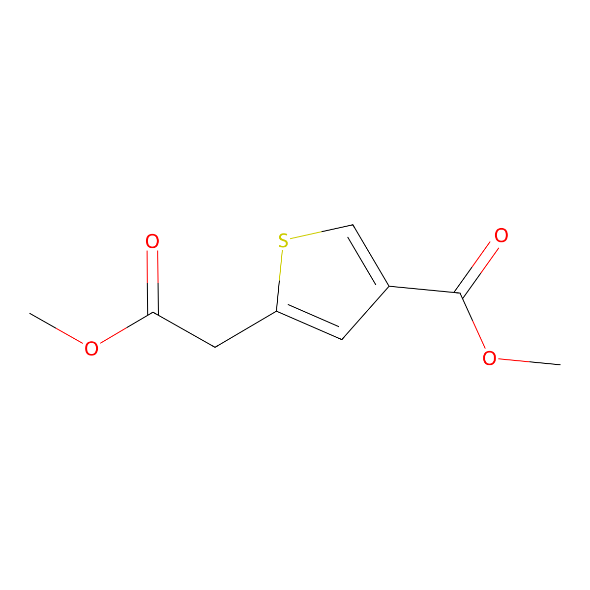 Methyl 5-((methoxycarbonyl)methyl)thiophene-3-carboxylate molecular structure, CAS 1324010-55-0