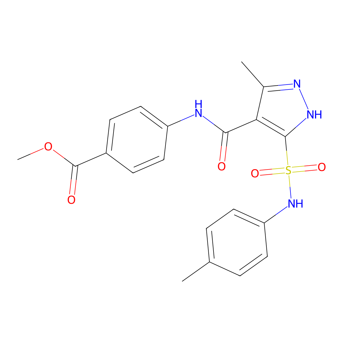 methyl 4-[({3-methyl-5-[(4-methylphenyl)sulfamoyl]-1H-pyrazol-4-yl}carbonyl)amino]benzoate molecular structure, CAS 1324012-19-2
