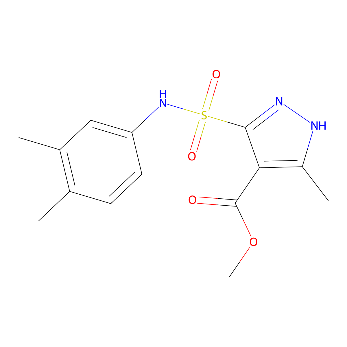 methyl 5-(N-(3,4-dimethylphenyl)sulfamoyl)-3-methyl-1H-pyrazole-4-carboxylate molecular structure, CAS 1324012-36-3