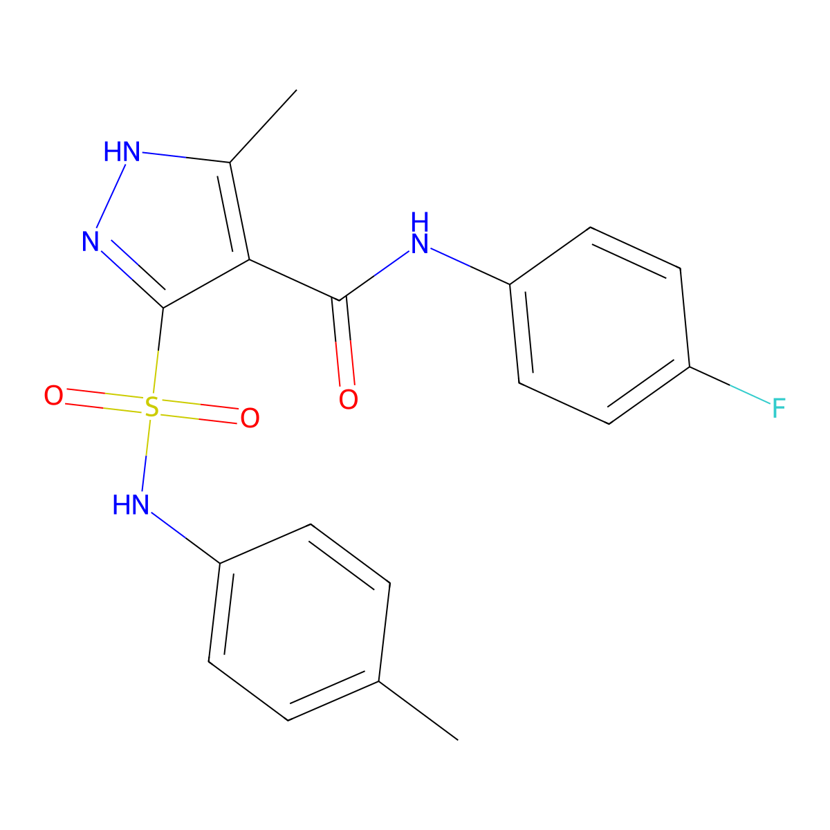 N-(4-fluorophenyl)-3-methyl-5-[(4-methylphenyl)sulfamoyl]-1H-pyrazole-4-carboxamide molecular structure, CAS 1324012-40-9