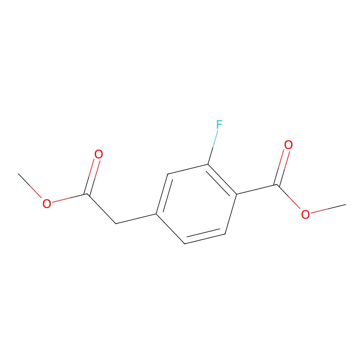 Methyl 3-fluoro-4-(methoxycarbonyl)benzeneacetate molecular structure, CAS 1324054-59-2