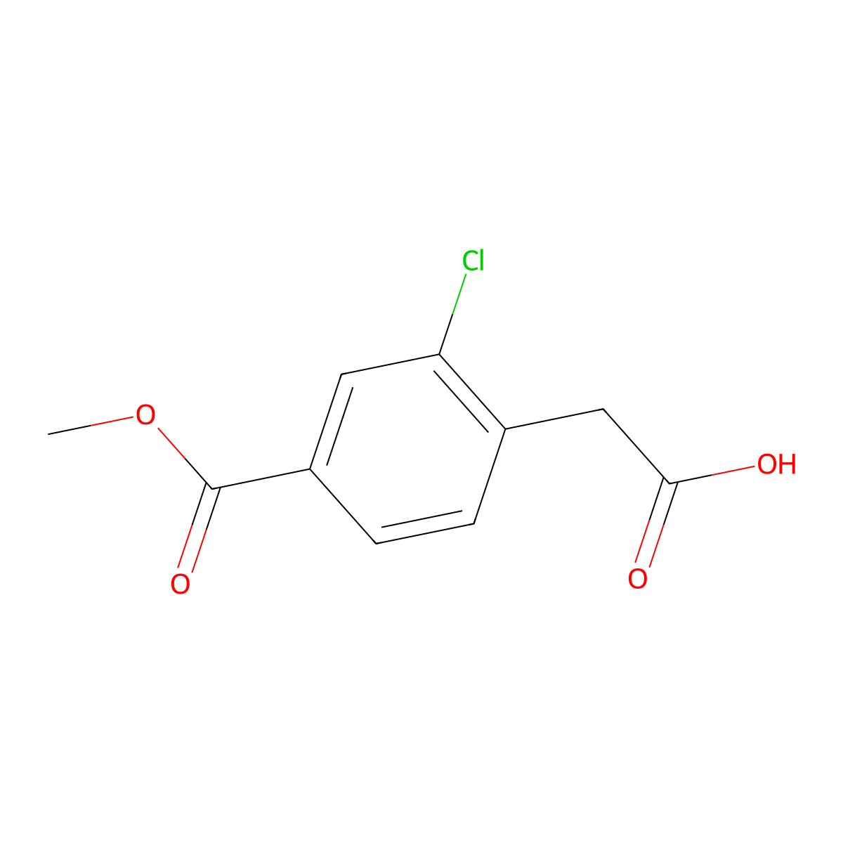 2-(2-Chloro-4-(methoxycarbonyl)phenyl)acetic acid molecular structure, CAS 1324054-63-8