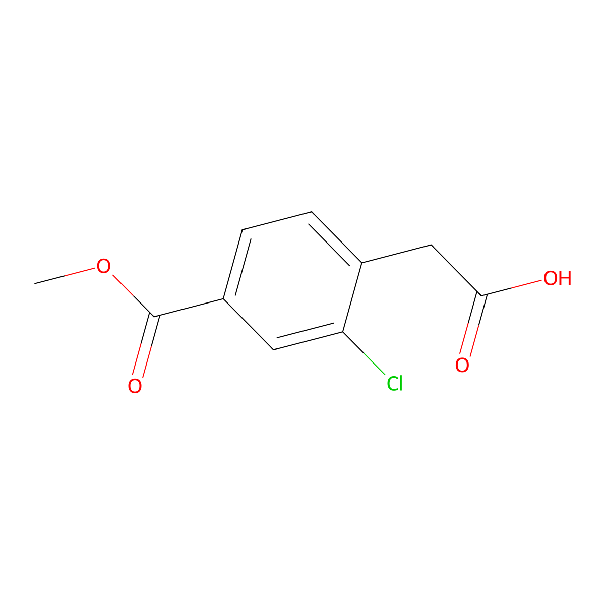 2-(2-Chloro-4-(methoxycarbonyl)phenyl)acetic acid molecular structure, CAS 1324054-63-8
