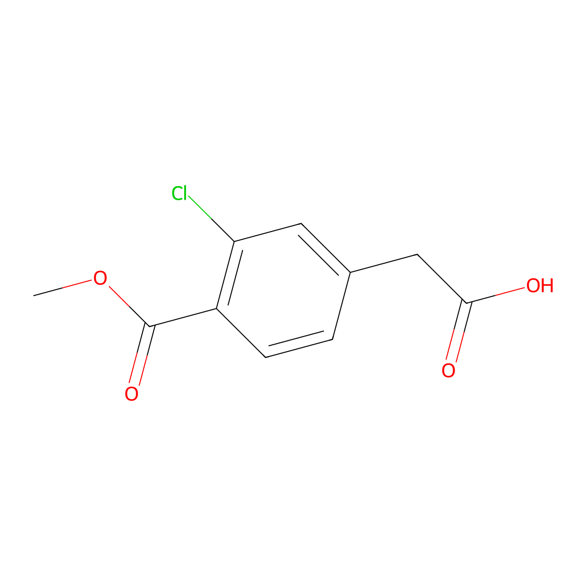 2-(3-Chloro-4-(methoxycarbonyl)phenyl)acetic acid molecular structure, CAS 1324054-68-3