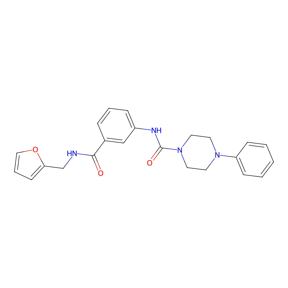 N-{3-[(furan-2-ylmethyl)carbamoyl]phenyl}-4-phenylpiperazine-1-carboxamide molecular structure, CAS 1324055-18-6