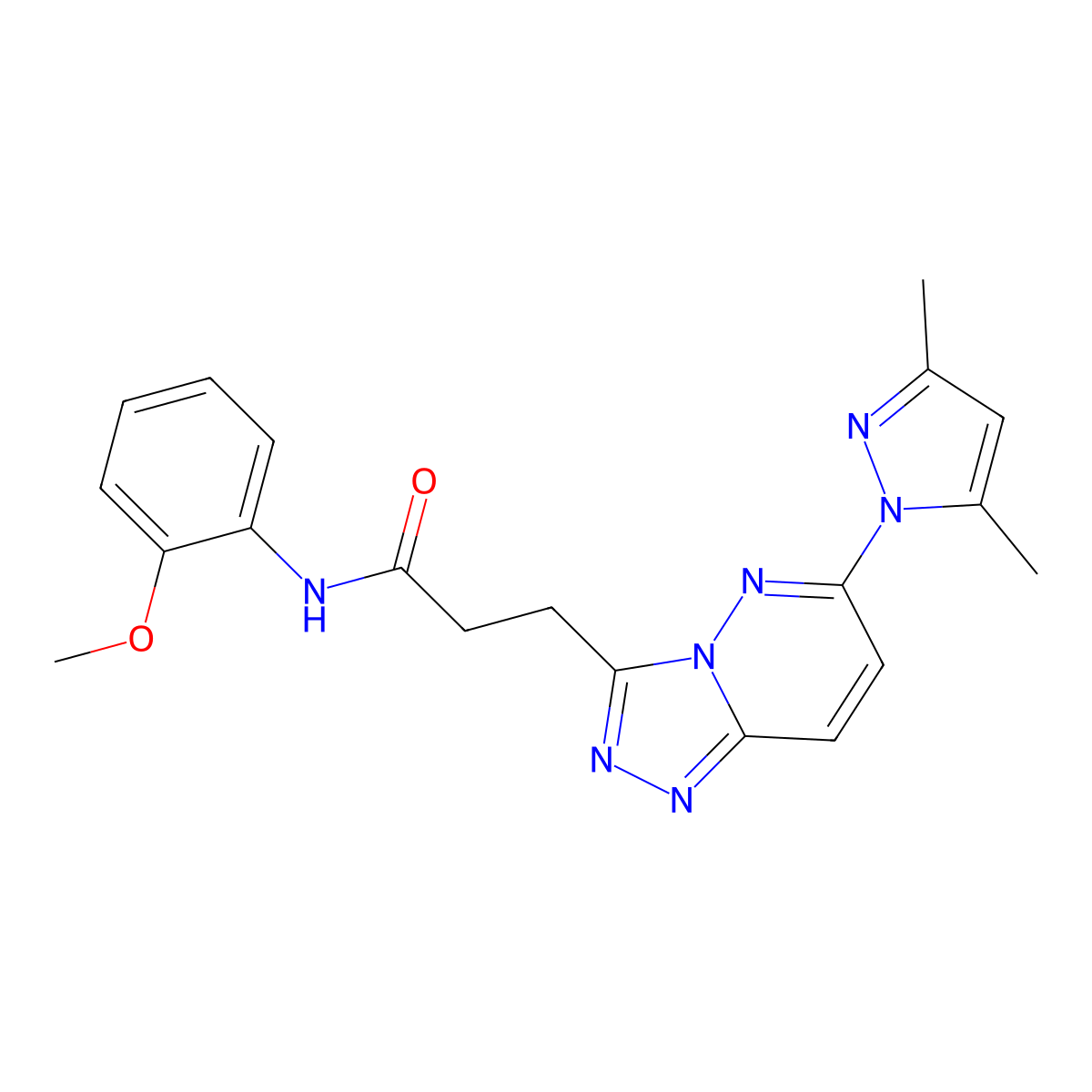 3-[6-(3,5-dimethyl-1H-pyrazol-1-yl)[1,2,4]triazolo[4,3-b]pyridazin-3-yl]-N-(2-methoxyphenyl)propanamide molecular structure, CAS 1324055-32-4