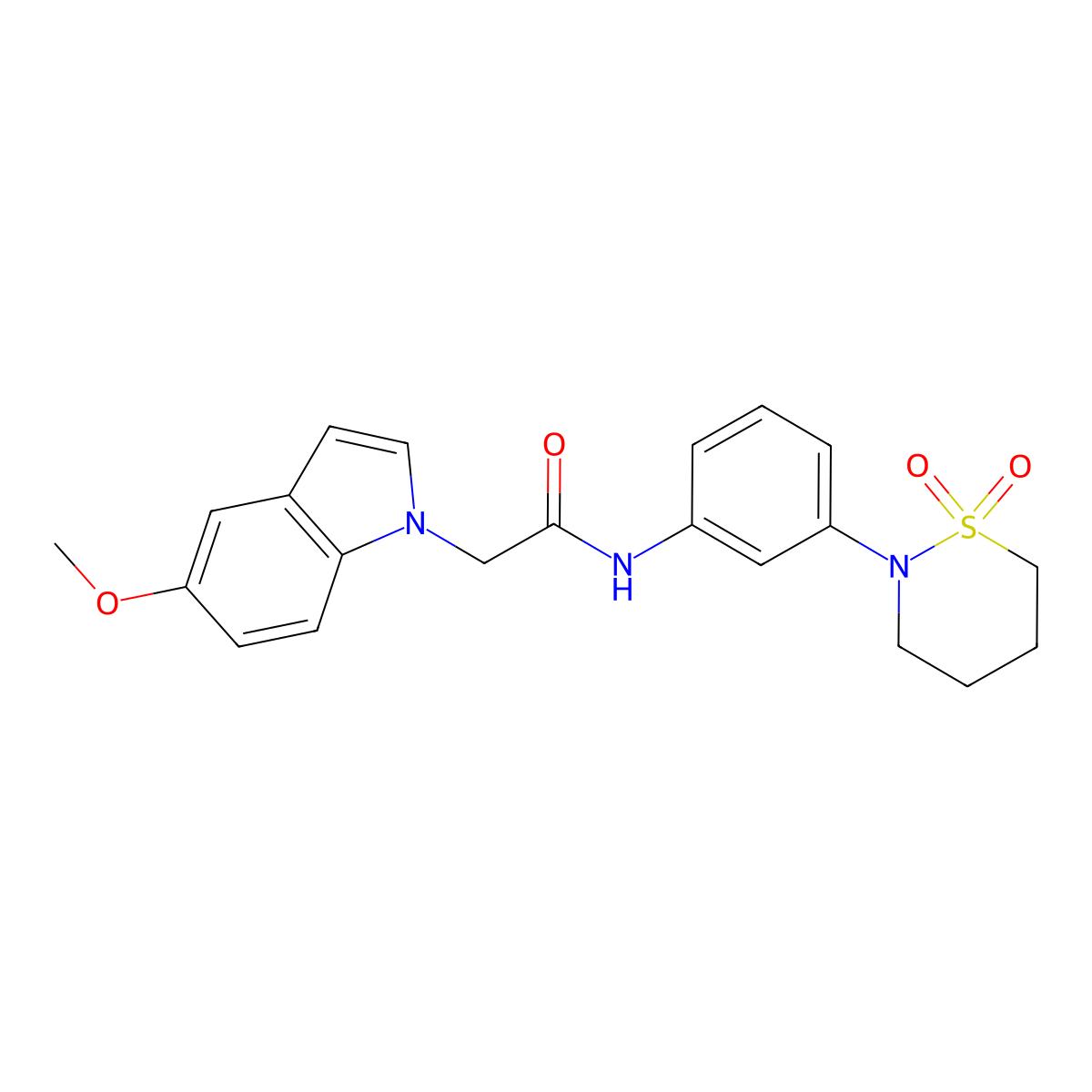 N-[3-(1,1-dioxido-1,2-thiazinan-2-yl)phenyl]-2-(5-methoxy-1H-indol-1-yl)acetamide molecular structure, CAS 1324055-36-8