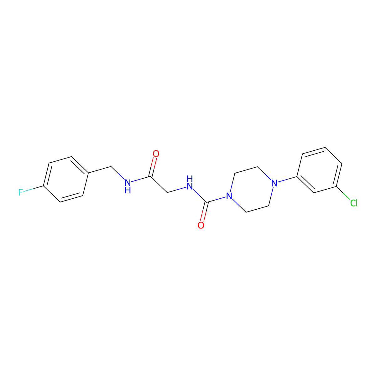 4-(3-chlorophenyl)-N-{2-[(4-fluorobenzyl)amino]-2-oxoethyl}piperazine-1-carboxamide molecular structure, CAS 1324055-78-8