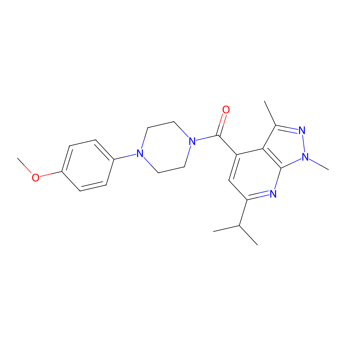 (6-isopropyl-1,3-dimethyl-1H-pyrazolo[3,4-b]pyridin-4-yl)[4-(4-methoxyphenyl)piperazino]methanone molecular structure, CAS 1324055-82-4