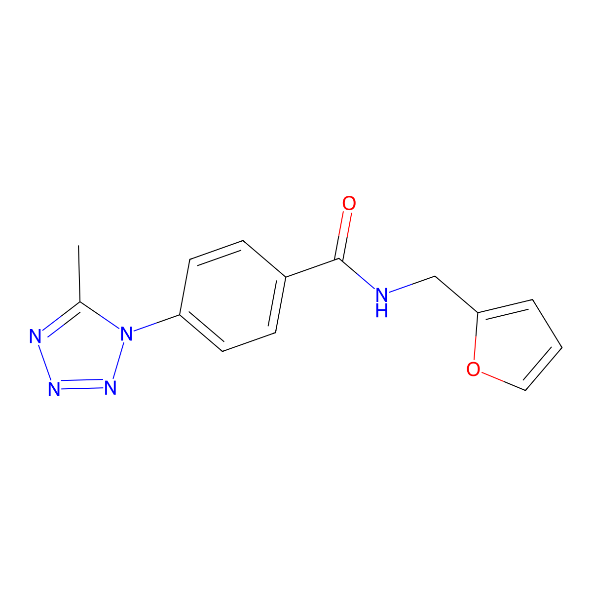 N-(furan-2-ylmethyl)-4-(5-methyl-1H-tetrazol-1-yl)benzamide molecular structure, CAS 1324055-90-4