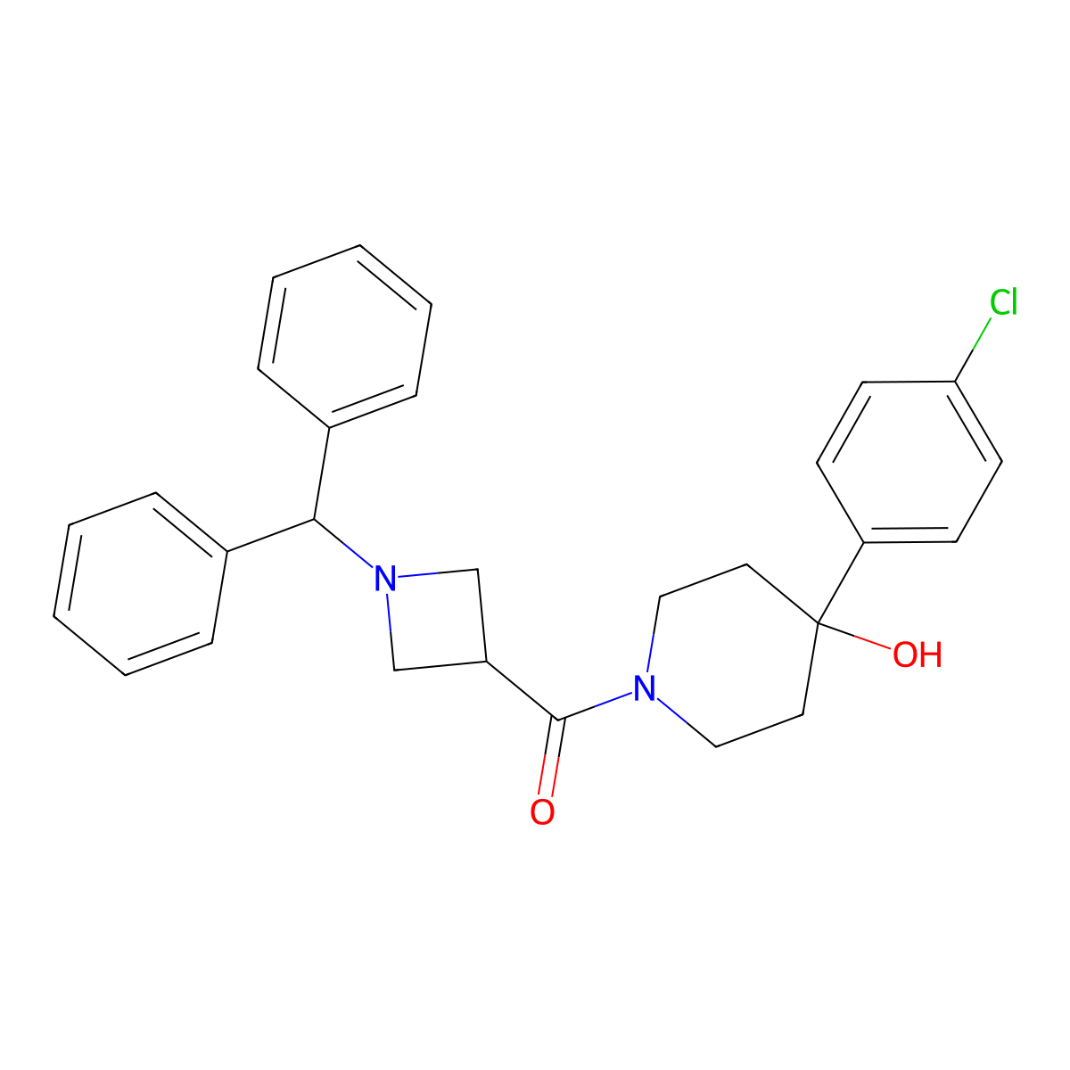 [4-(4-Chlorophenyl)-4-hydroxypiperidin-1-yl][1-(diphenylmethyl)azetidin-3-yl]methanone molecular structure, CAS 1324055-91-5