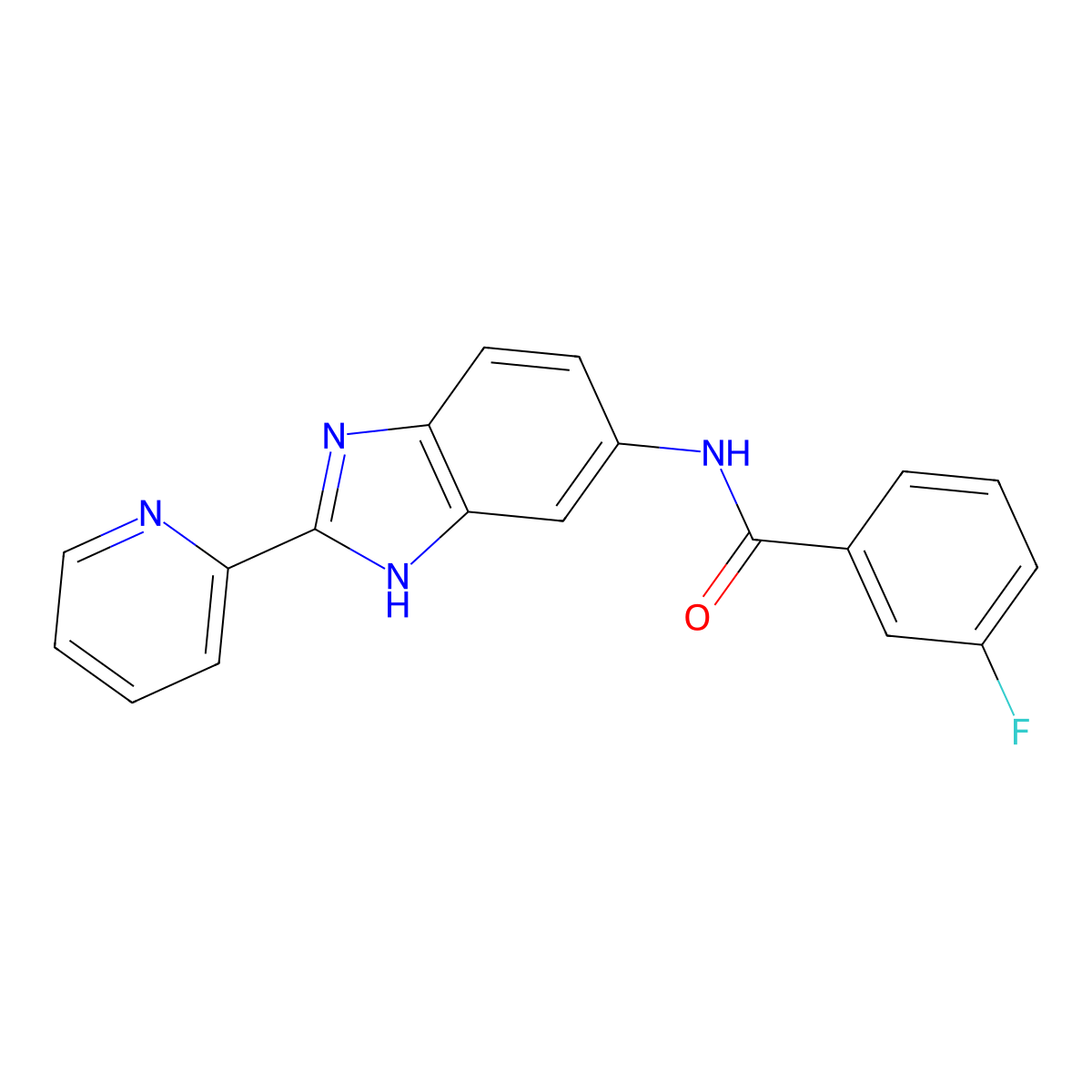 3-fluoro-N-[2-(pyridin-2-yl)-1H-benzimidazol-6-yl]benzamide molecular structure, CAS 1324056-02-1