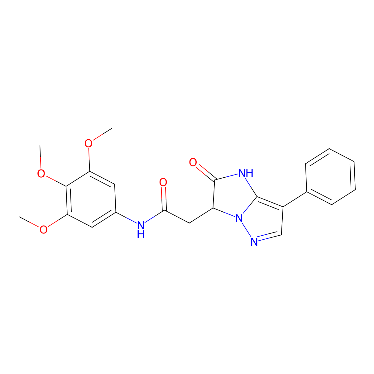 2-(2-oxo-7-phenyl-2,3-dihydro-1H-imidazo[1,2-b]pyrazol-3-yl)-N-(3,4,5-trimethoxyphenyl)acetamide molecular structure, CAS 1324056-29-2