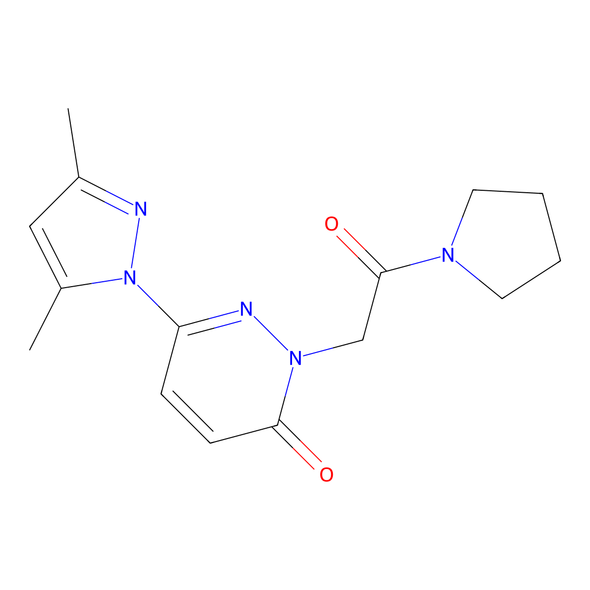 6-(3,5-dimethyl-1H-pyrazol-1-yl)-2-(2-oxo-2-(pyrrolidin-1-yl)ethyl)pyridazin-3(2H)-one molecular structure, CAS 1324056-35-0