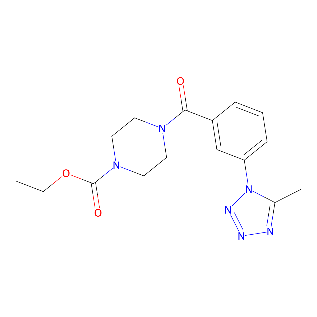 ethyl 4-{[3-(5-methyl-1H-tetrazol-1-yl)phenyl]carbonyl}piperazine-1-carboxylate molecular structure, CAS 1324056-39-4