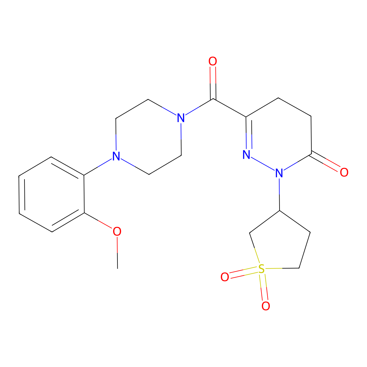 2-(1,1-dioxidotetrahydrothiophen-3-yl)-6-{[4-(2-methoxyphenyl)piperazin-1-yl]carbonyl}-4,5-dihydropyridazin-3(2H)-one molecular structure, CAS 1324056-43-0