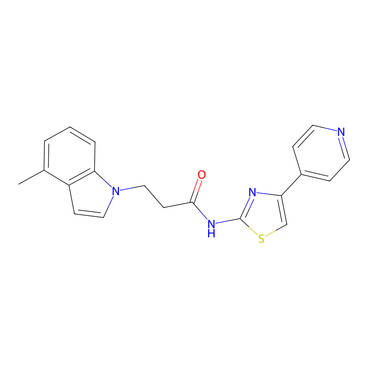 3-(4-methyl-1H-indol-1-yl)-N-(4-(pyridin-4-yl)thiazol-2-yl)propanamide molecular structure, CAS 1324056-69-0
