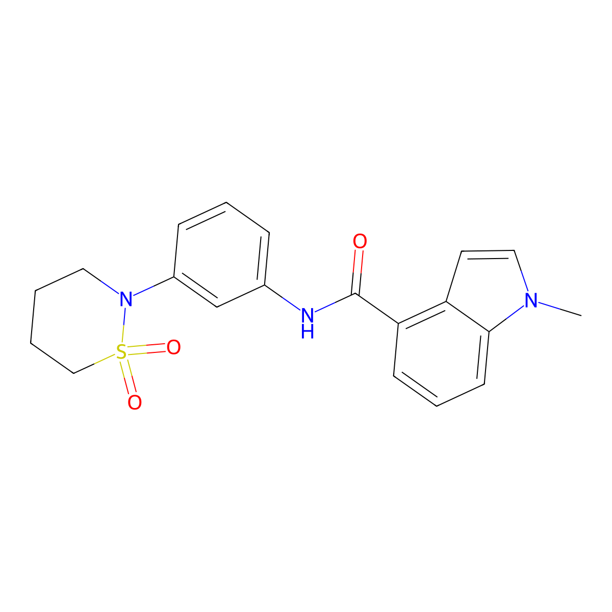 N-[3-(1,1-dioxido-1,2-thiazinan-2-yl)phenyl]-1-methyl-1H-indole-4-carboxamide molecular structure, CAS 1324056-83-8