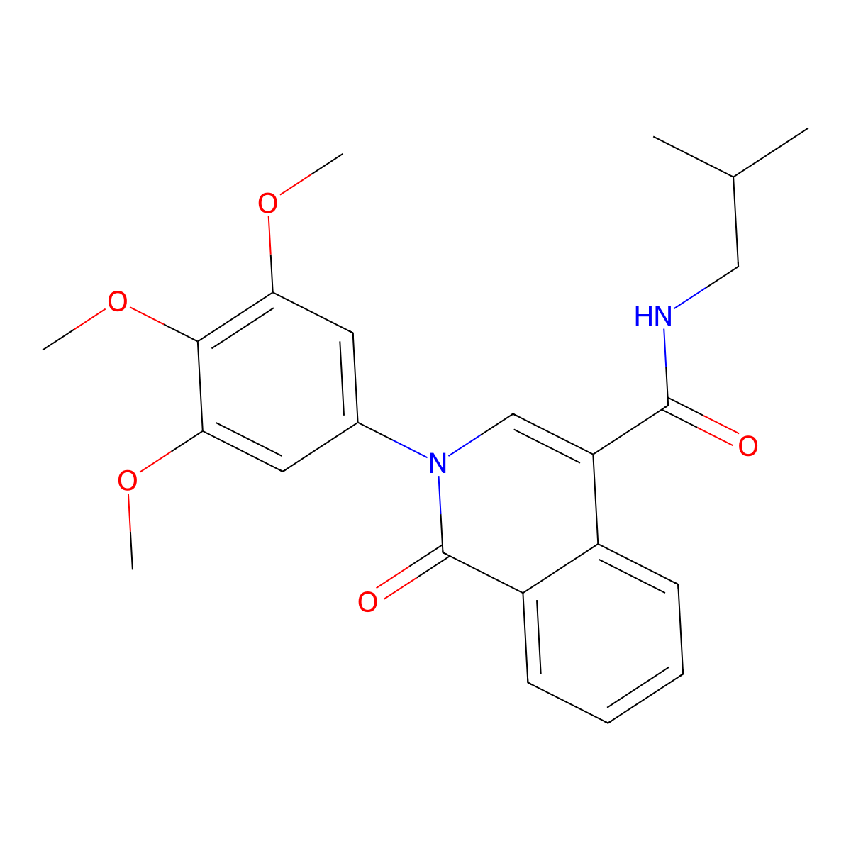 N-(2-methylpropyl)-1-oxo-2-(3,4,5-trimethoxyphenyl)-1,2-dihydroisoquinoline-4-carboxamide molecular structure, CAS 1324056-84-9
