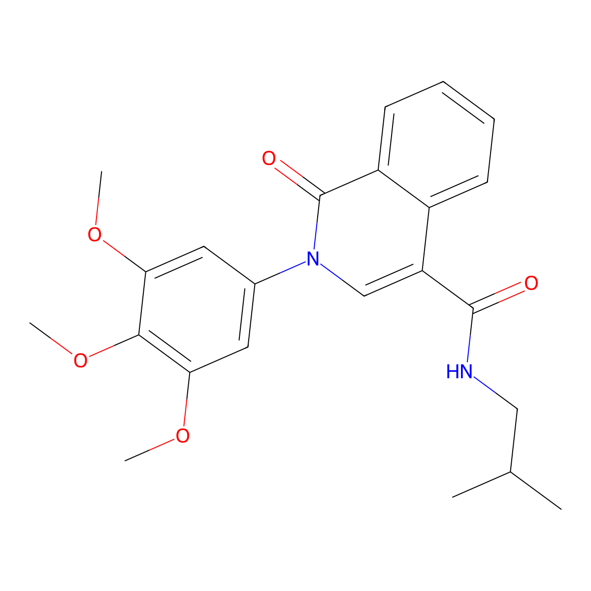 N-(2-methylpropyl)-1-oxo-2-(3,4,5-trimethoxyphenyl)-1,2-dihydroisoquinoline-4-carboxamide molecular structure, CAS 1324056-84-9
