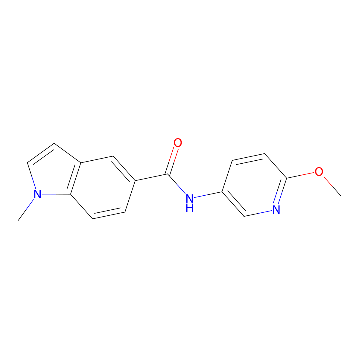 N-(6-methoxypyridin-3-yl)-1-methyl-1H-indole-5-carboxamide molecular structure, CAS 1324056-87-2