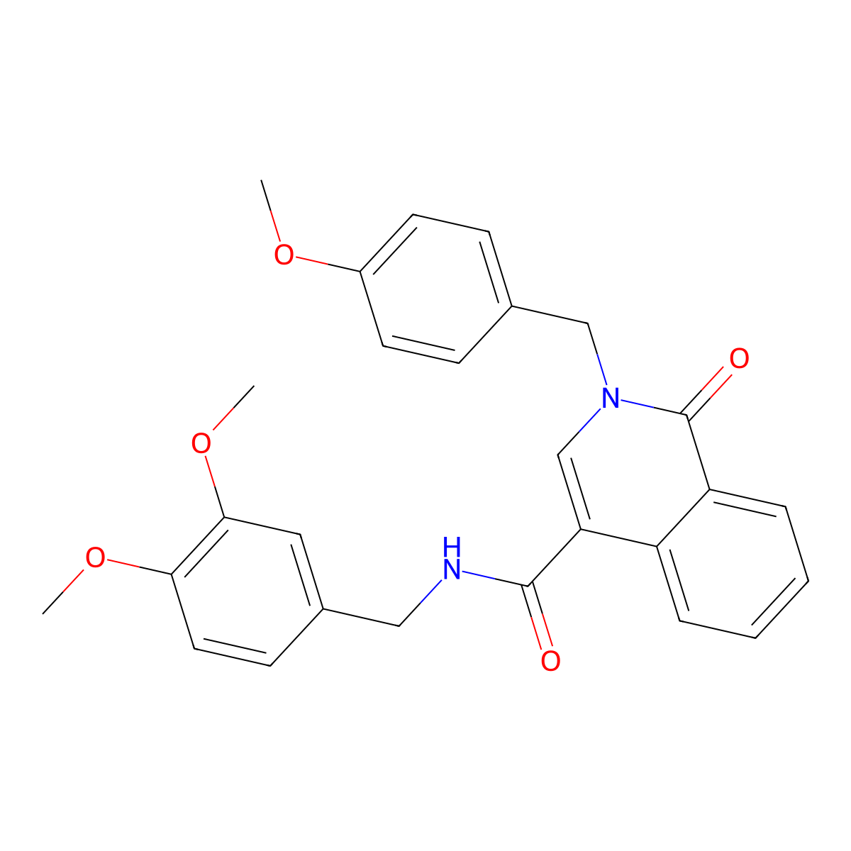 N-(3,4-dimethoxybenzyl)-2-(4-methoxybenzyl)-1-oxo-1,2-dihydroisoquinoline-4-carboxamide molecular structure, CAS 1324056-94-1