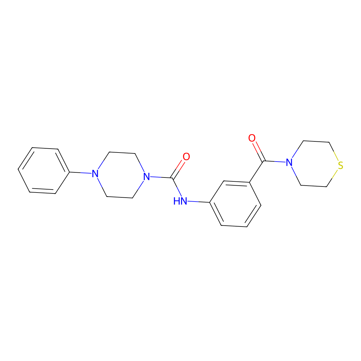 4-phenyl-N-[3-(thiomorpholin-4-ylcarbonyl)phenyl]piperazine-1-carboxamide molecular structure, CAS 1324057-13-7
